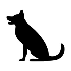 Silhouette of a dog. Sheepdogs are sitting
