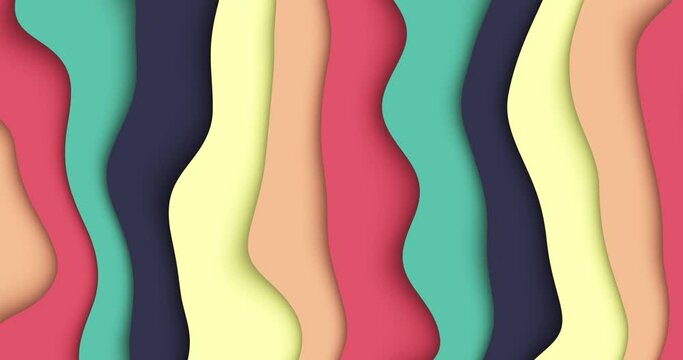 Multi-colored abstract lines pattern pastel colored art design seamless loop animation background.