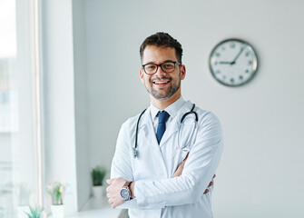 young doctor hospital medical medicine health care clinic office portrait glasses man stethoscope...