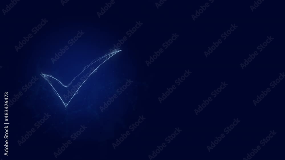 Poster check mark icon with plexus effect. connected lines with dots. lines plexus
