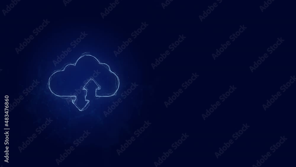 Poster Cloud download and upload icon with plexus effect. Connected lines with dots. Lines plexus