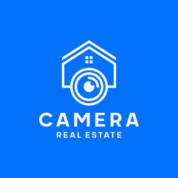 House of lens camera photography real estate logo design