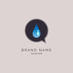 waterdrop chat logo design template vector for brand or company and other