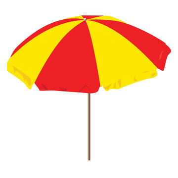 Sombrilla de sol roja y amarilla