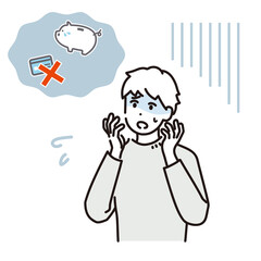 金欠に悩んでいる男性のイラスト素材