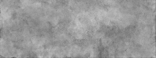 Grey vintage paper background with black and white watercolor stained texture and old grunge distressed pattern in silver colored textured banner design
