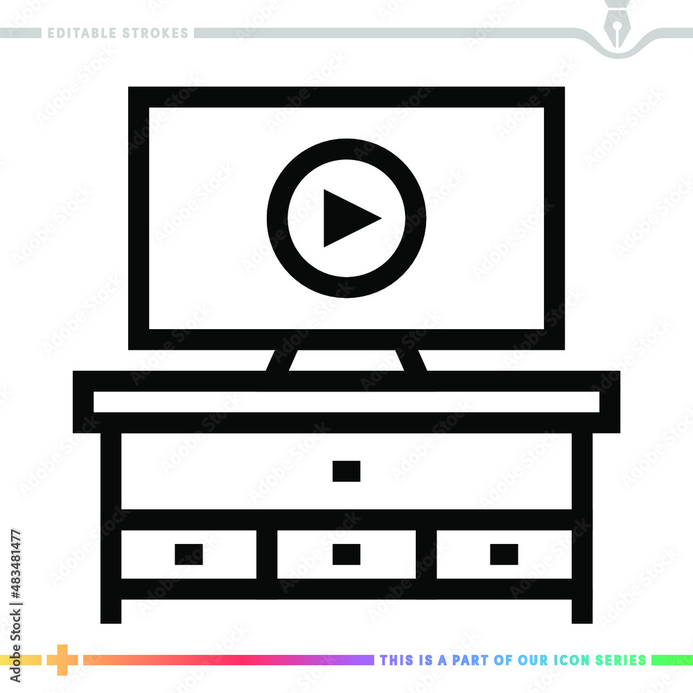 Poster line icon for television boxed set illustrations with editable strokes. this vector graphic has cust