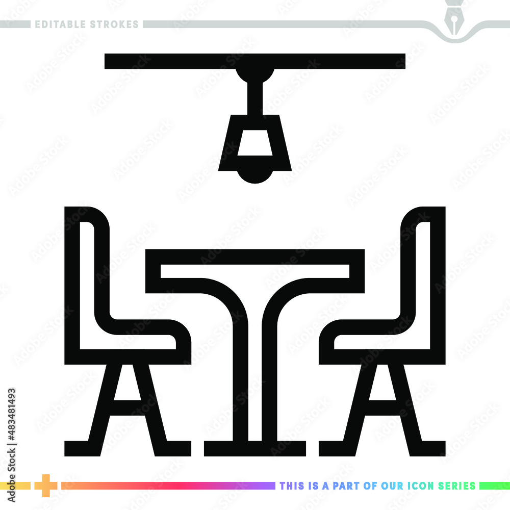 Poster line icon for restaurant critic illustrations with editable strokes. this vector graphic has customi
