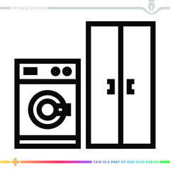 Line icon for utility room illustrations with editable strokes. This vector graphic has customizable stroke width.