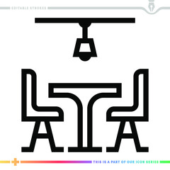 Line icon for restaurant critic illustrations with editable strokes. This vector graphic has customizable stroke width.