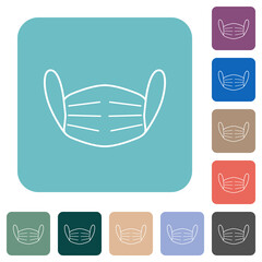 Medical face mask outline rounded square flat icons