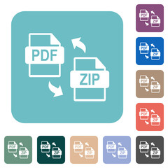 PDF ZIP file compression rounded square flat icons
