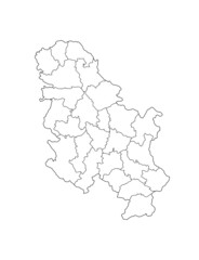 Republic of Serbia  Vector Map Showing Country highlighted in White with Black Outline