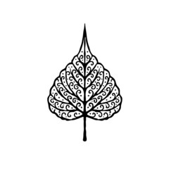 Hand drawn leaf of bodhi