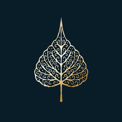 Hand drawn leaf of bodhi