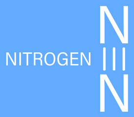 Elemental nitrogen N2 molecule. Nitrogen gas is the main component of the Earth's atmosphere. Skeletal formula.