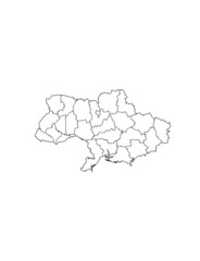 Ukraine  Vector Map Showing Country highlighted in White with Black Outline