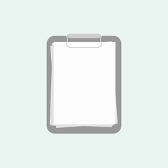 Simple clipboard tablet with white empty pages isolated on white background. For sketch and business, medicine, finance. Vector illustration