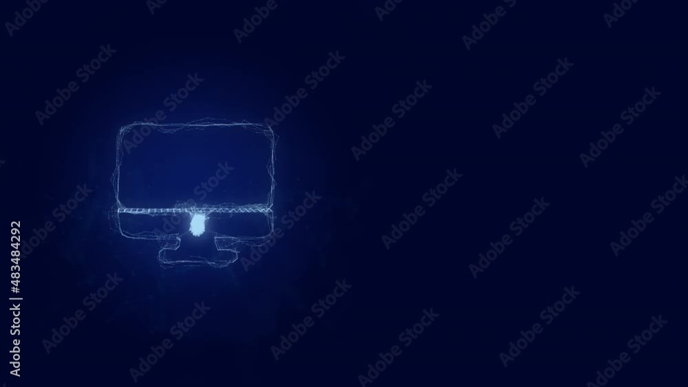 Leinwandbilder Computer monitor icon with plexus art effect. Connected lines with dots. Lines plexus