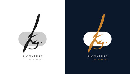 K and G Signature Initial Logo Design with Handwriting Style. KG Signature Logo or Symbol for Wedding, Fashion, Jewelry, Boutique, Botanical, Floral and Business Identity