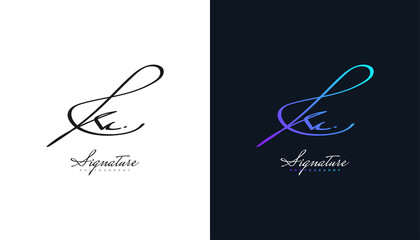 K and C Signature Initial Logo Design with Colorful Handwriting Style. KC Signature Logo or Symbol for Wedding, Fashion, Jewelry, Boutique, Botanical, Floral and Business Identity