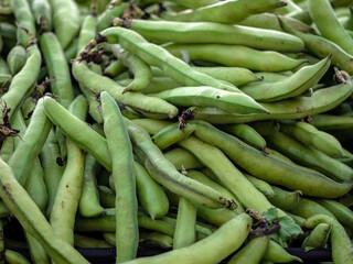 Fresh Broad beans at a Farmers Market