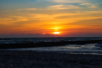 sunset over the sea. Poland, baltic