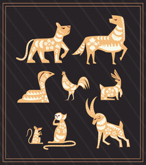 golden chinese zodiac animals