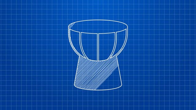 White line African darbuka drum icon isolated on blue background. Musical instrument. 4K Video motion graphic animation