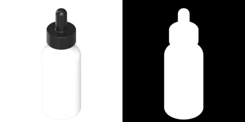 3D rendering illustration of an opaque dropper bottle