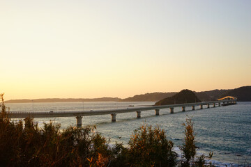 Tsunoshima Ohashi Bridge in Yamaguchi, Japan - 日本 山口県 角島大橋 夕日