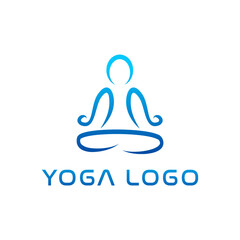 yoga logo template with an image of a person sitting cross-legged.