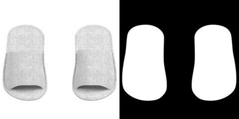 3D rendering illustration of open toe disposable slippers