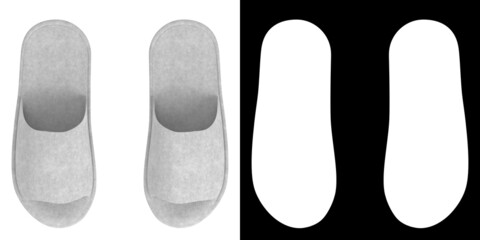 3D rendering illustration of open toe disposable slippers