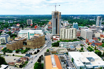 Aerial scene of Kitchener, Ontario, Canada on a fine morning