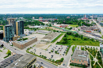 Aerial of Kitchener, Ontario, Canada in summer