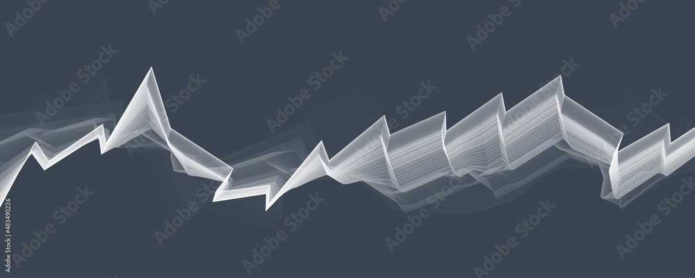 Poster Broken translucent complex line on gray background