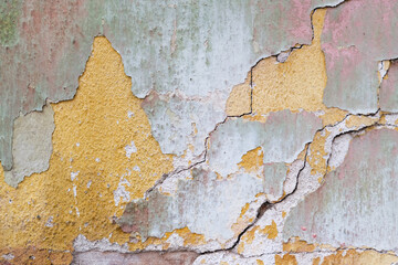 Colorfully painted cement layers background, abstract surface texture