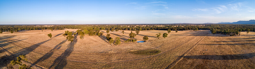 Australian outback - wide aerial panorama with text space