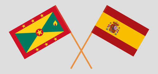 Crossed flags of Grenada and Spain. Official colors. Correct proportion