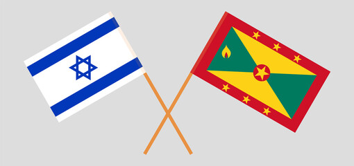 Crossed flags of Israel and Grenada. Official colors. Correct proportion