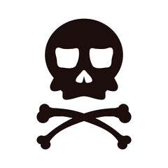 Crossbones and skull death flat vector icon