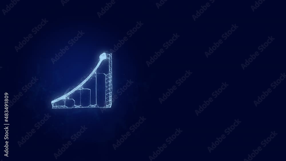 Poster bar graph animated icon with plexus effect. connected lines with dots. lines plexus