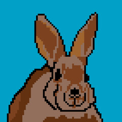 Rabbit with pixel art. Vector Illustration