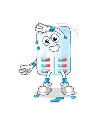medicine stretching character. cartoon mascot vector