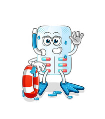 medicine swimmer with buoy mascot. cartoon vector