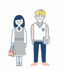 学生の女の子と男の子