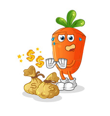 carrot refuse money illustration. character vector