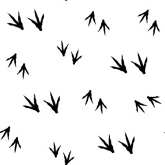 Chicken footprint trace seamless pattern in black color