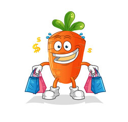 Obraz premium carrot shoping mascot. cartoon vector